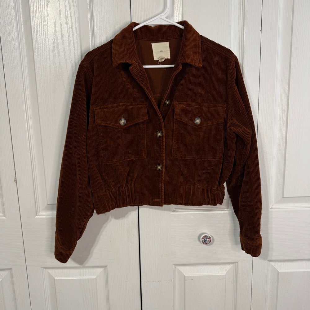 TGLA rust brown corduroy cropped jacket size small